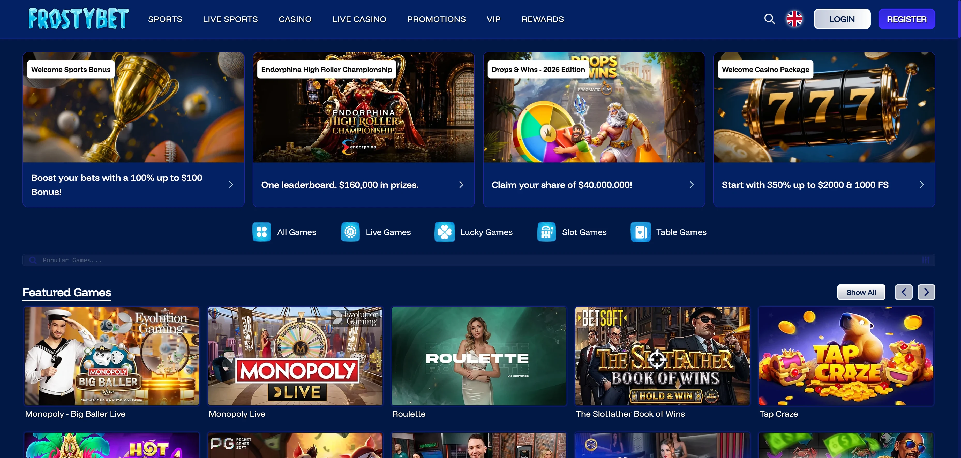 Frostybet Casino Tablet App Preview